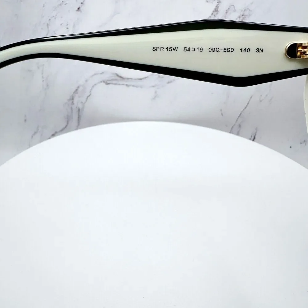 New Prada Sunglasses Womens Black White Symbole Logo Authentic Gold Logo Italy